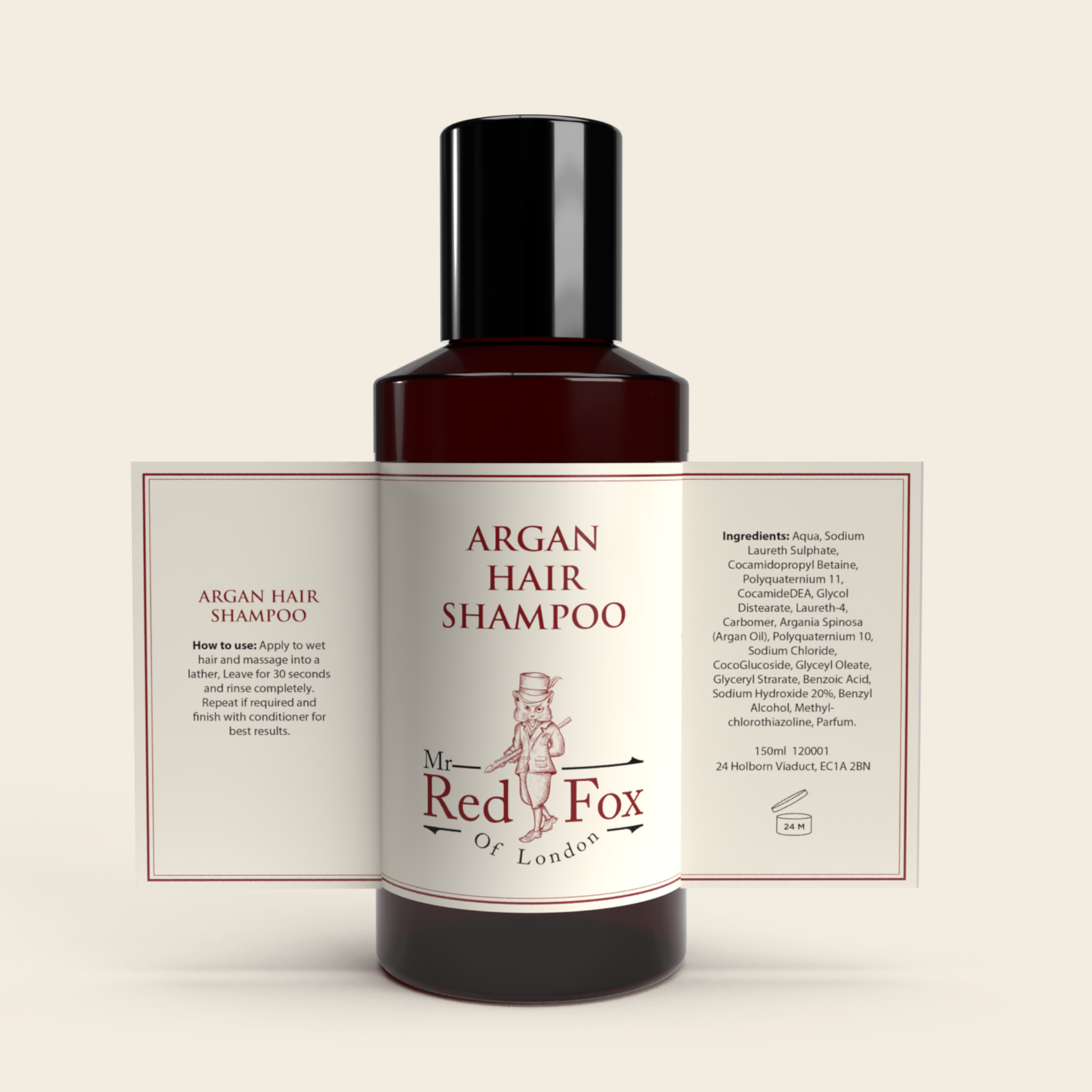 Argan Hair Shampoo, Vegan - Mr Red Fox Of London